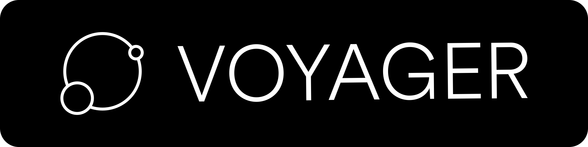 The word Voyager in white, on a black background