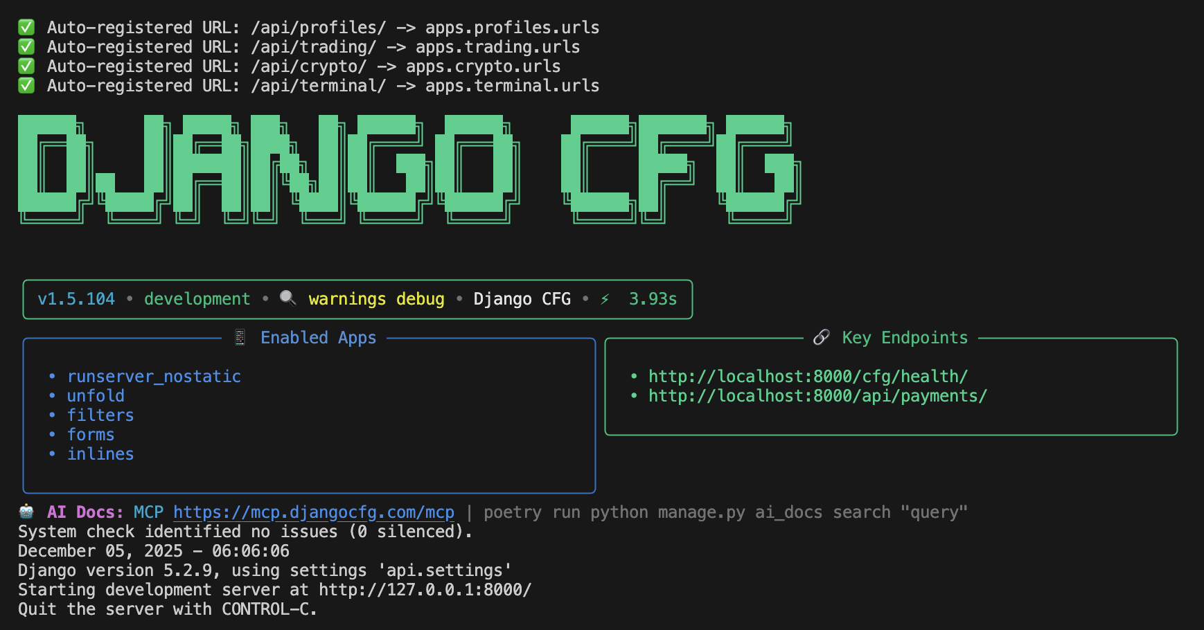 Django-CFG Startup Screen