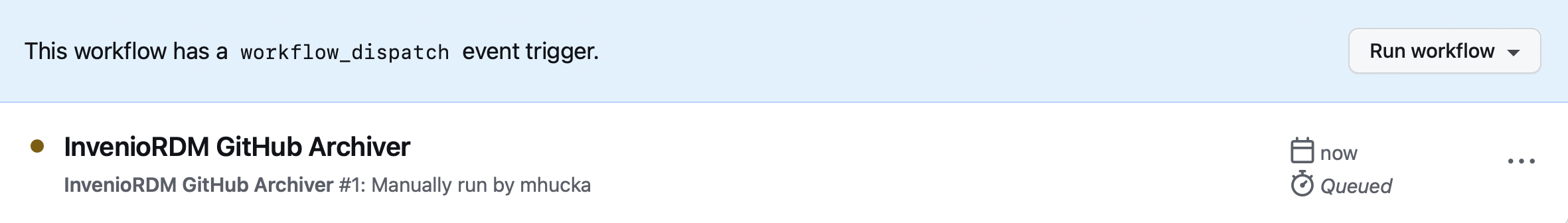 Screenshot of a running workflow in GitHub Actions