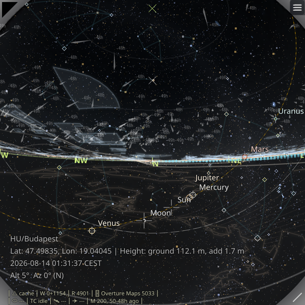 Global Meteor Network trails viewed from Budapest
