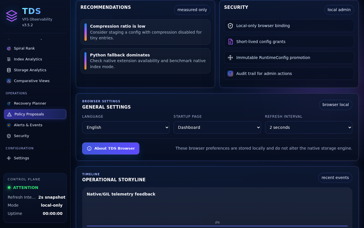Staqtapp-TDS Browser page 16, Policy Proposals, selected in the navigation