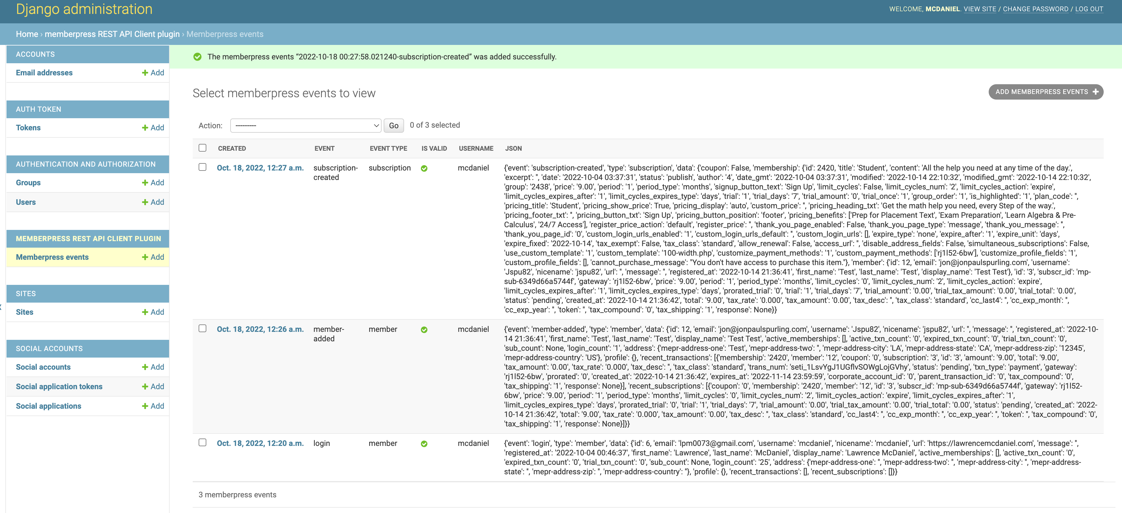 Django admin console