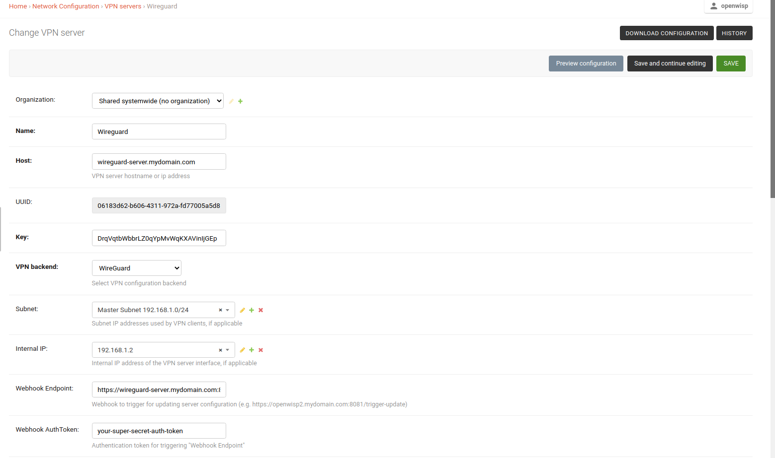 WireGuard VPN server configuration example 1