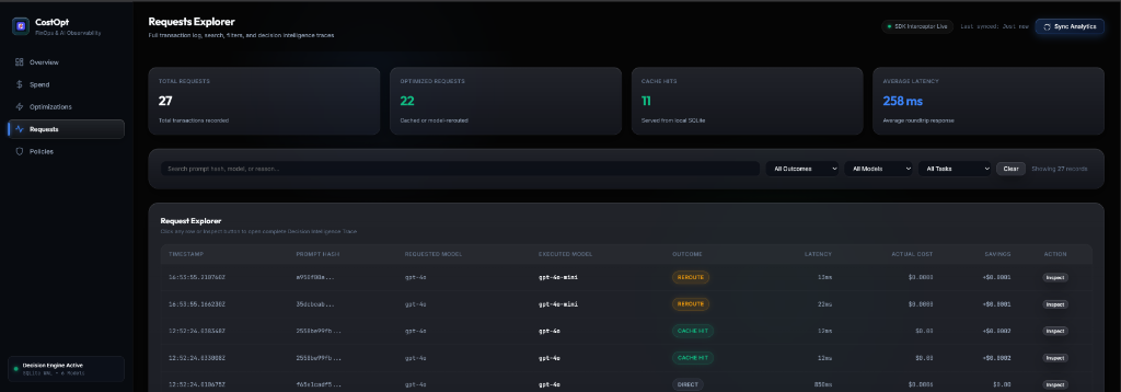 Request Inspection Trace Modal