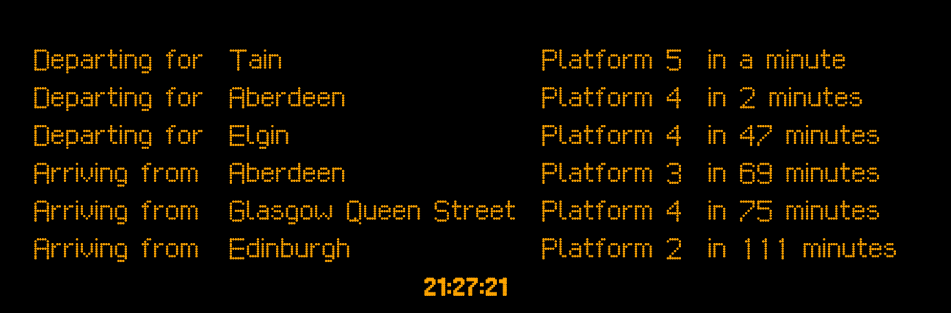A screenshot of the next-trains app