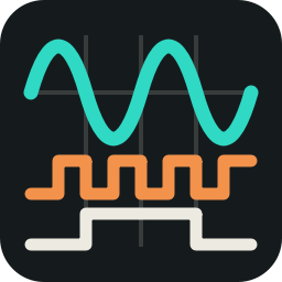 pyscopegui icon: an analog trace above two logic traces on one time axis
