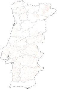 Spatial distribution of labels within Portugal.