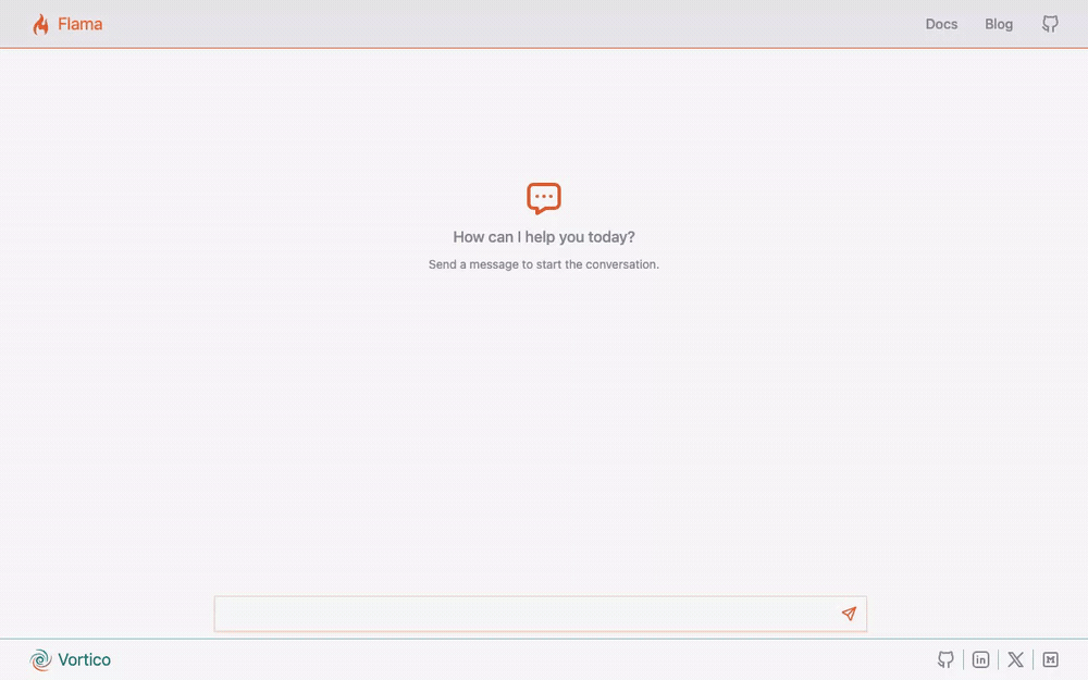 The streaming chat UI that ships with every model served by Flama
