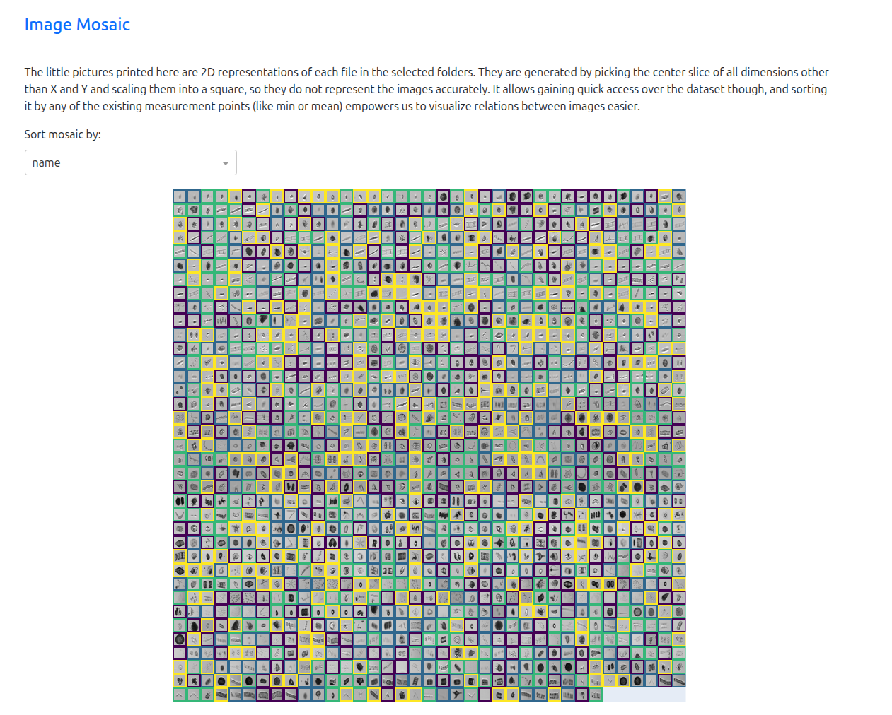 Mosaic view of images, highlighting potential discrepancies.
