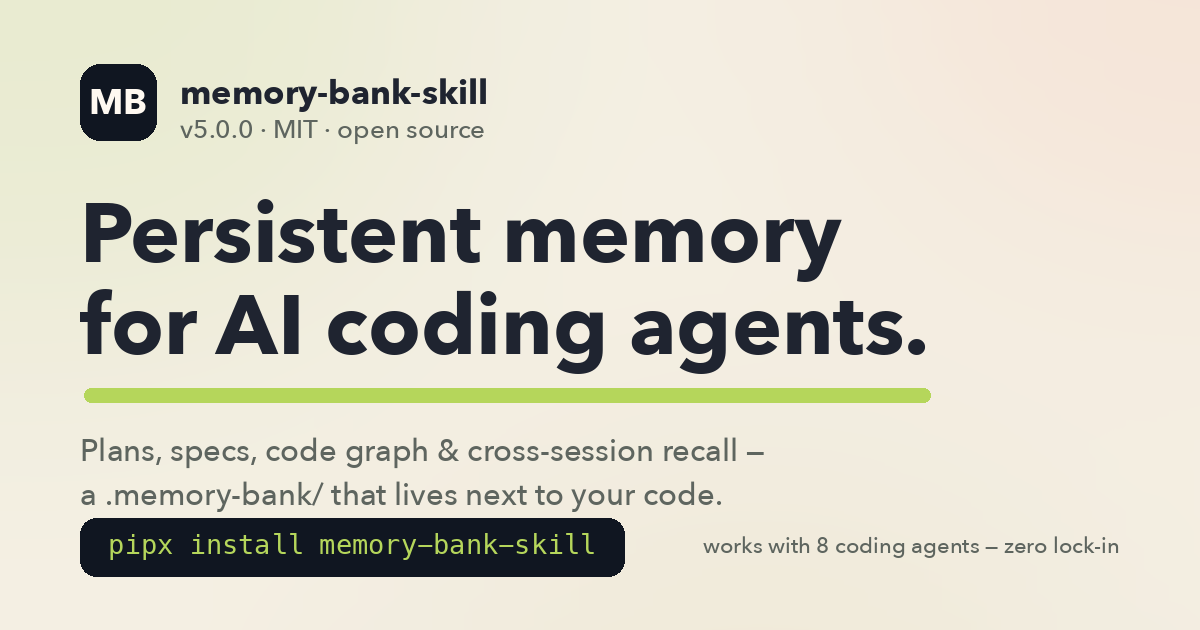 memory-bank-skill — persistent memory for AI coding agents