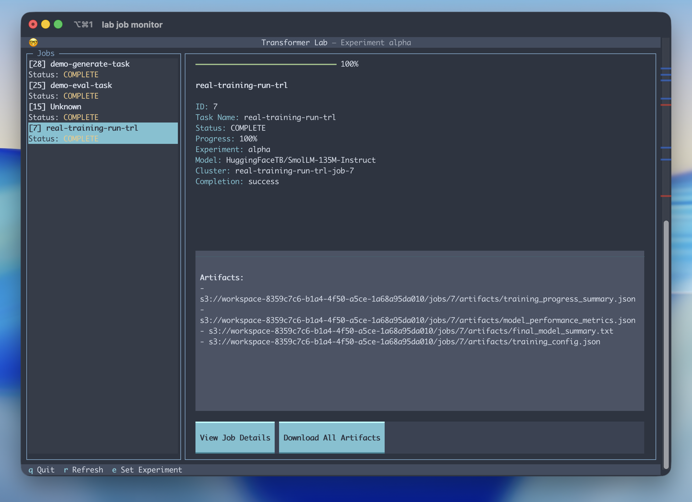 Job Monitor Screenshot