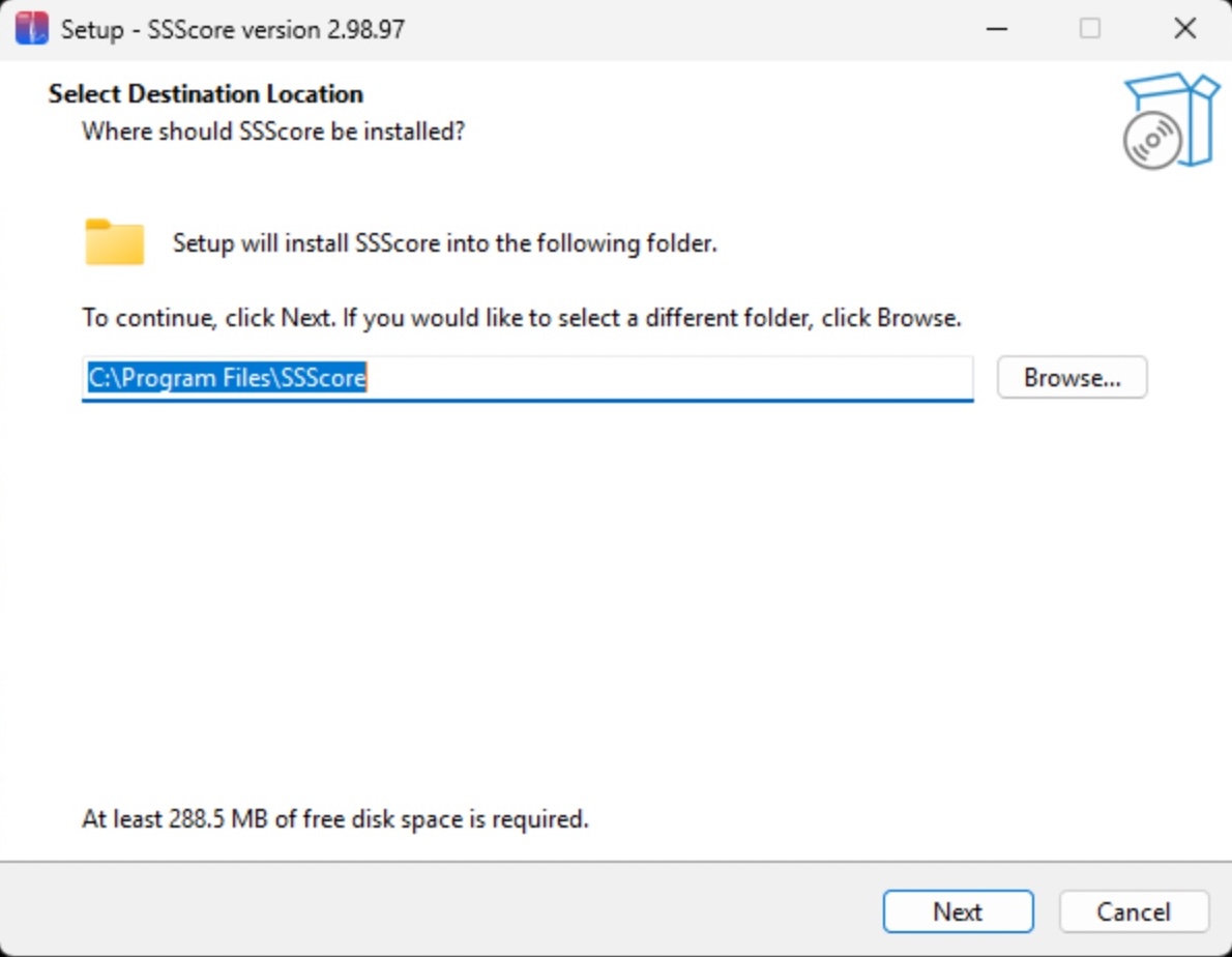 SSScore Windows installer