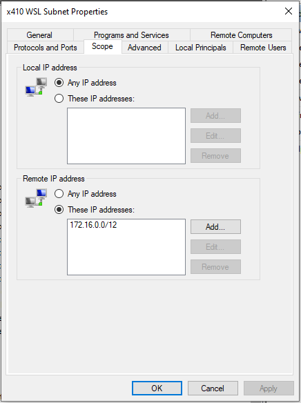 WSL Subnet Firewall Rule