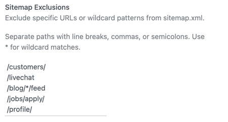 Sitemap exclusions