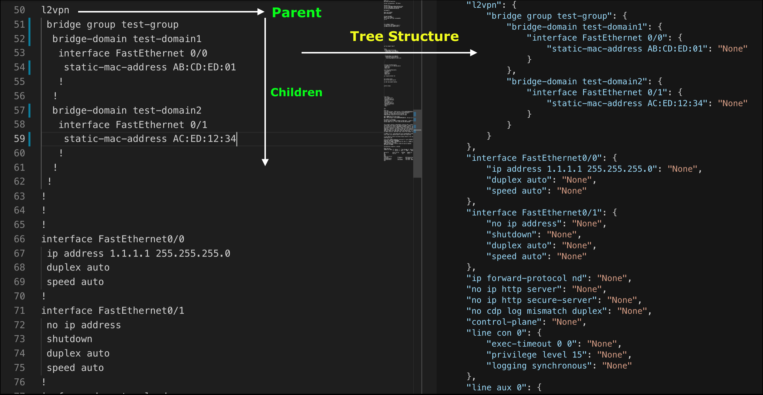 show run to tree structure