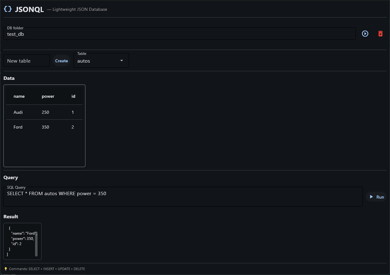 JSONQL Browser