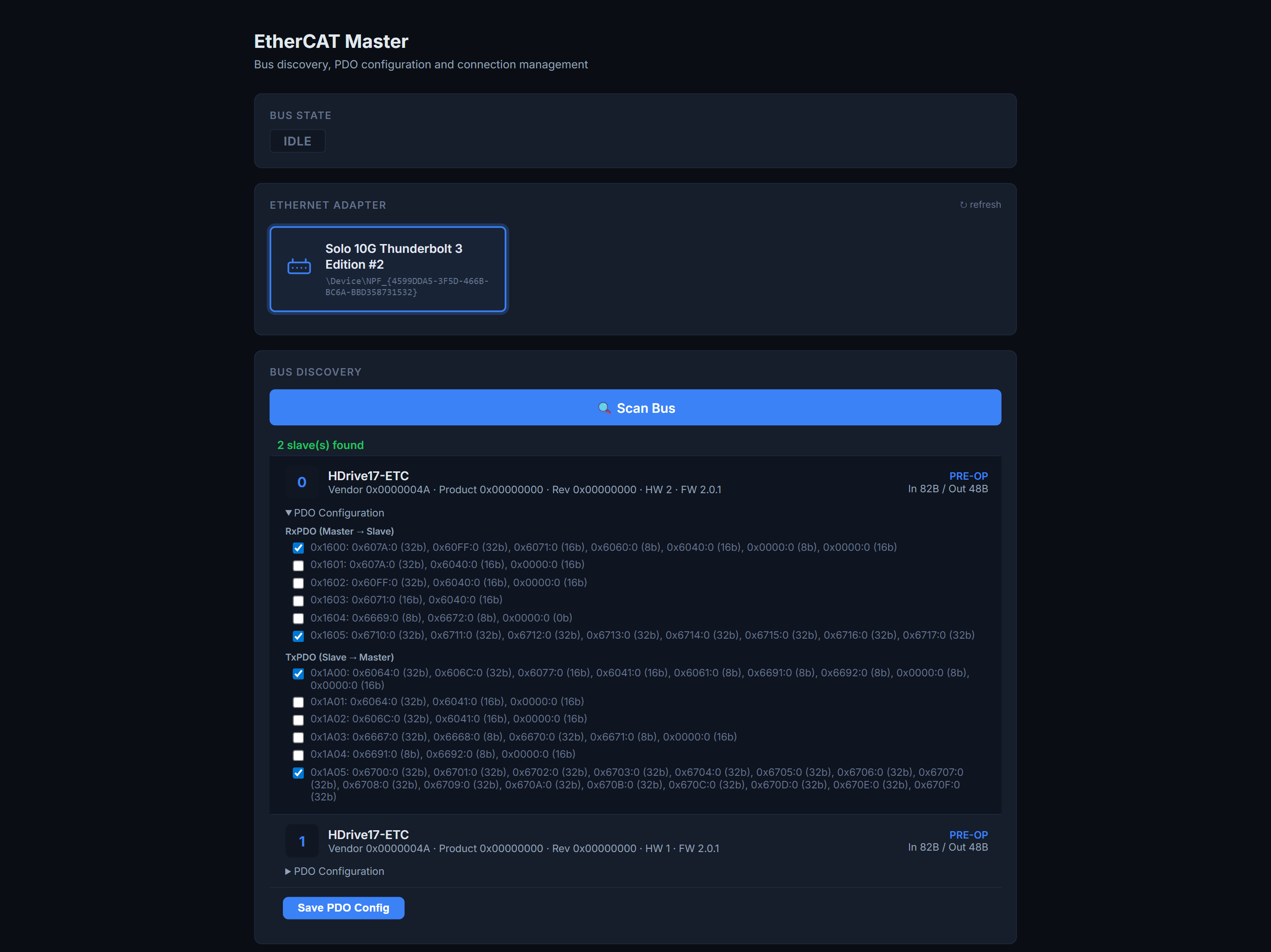 EtherCAT Master Web GUI