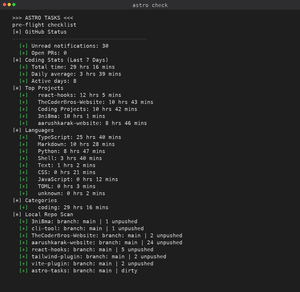 Astro Tasks demo