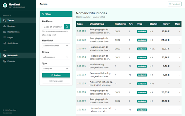 FlowDent Nomenclature - RIZIV nomenclature browser built on ASPPY