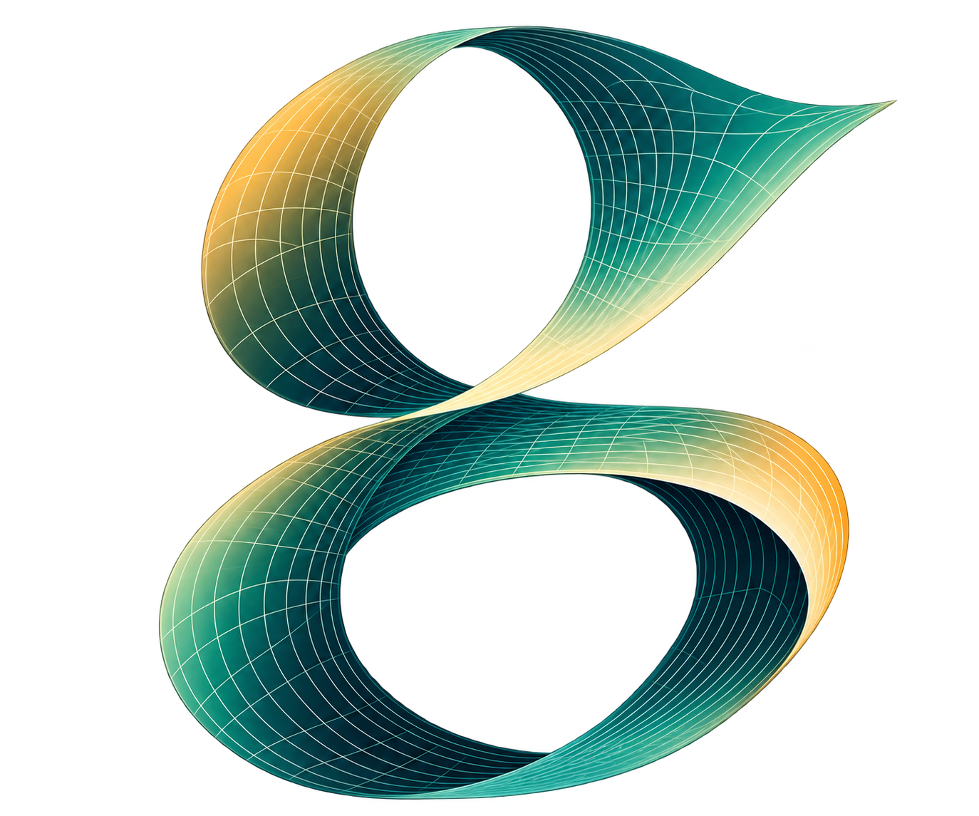 Generapy logo: a curved, gridded letter g in teal and gold