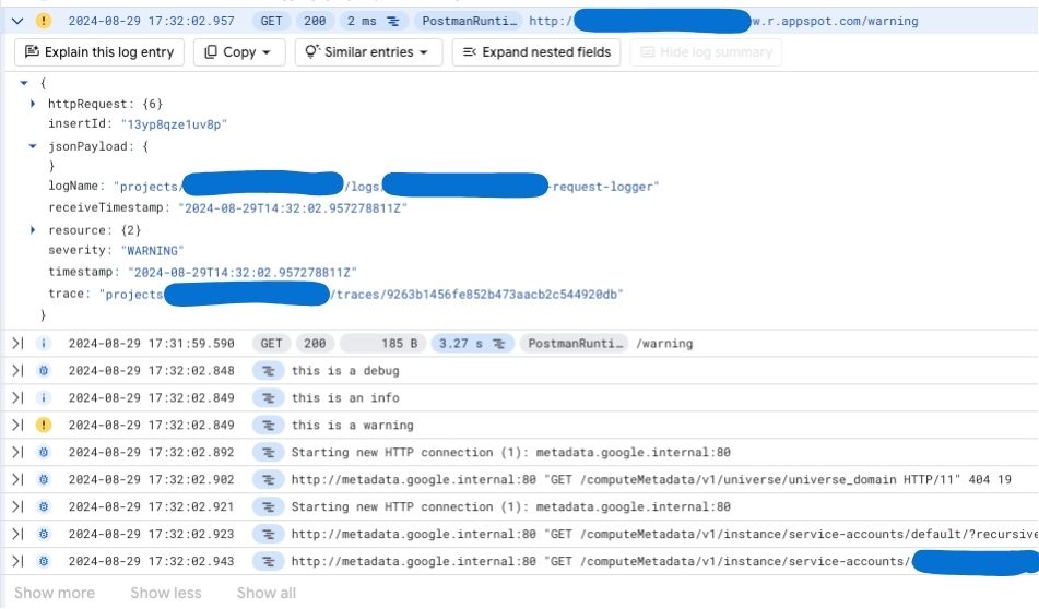 Grouped logs with propagated log severity to parent log