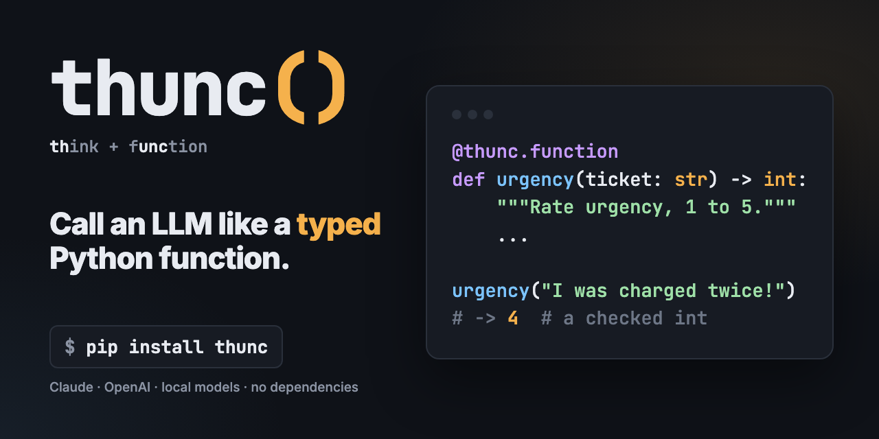 thunc: call an LLM like a typed Python function