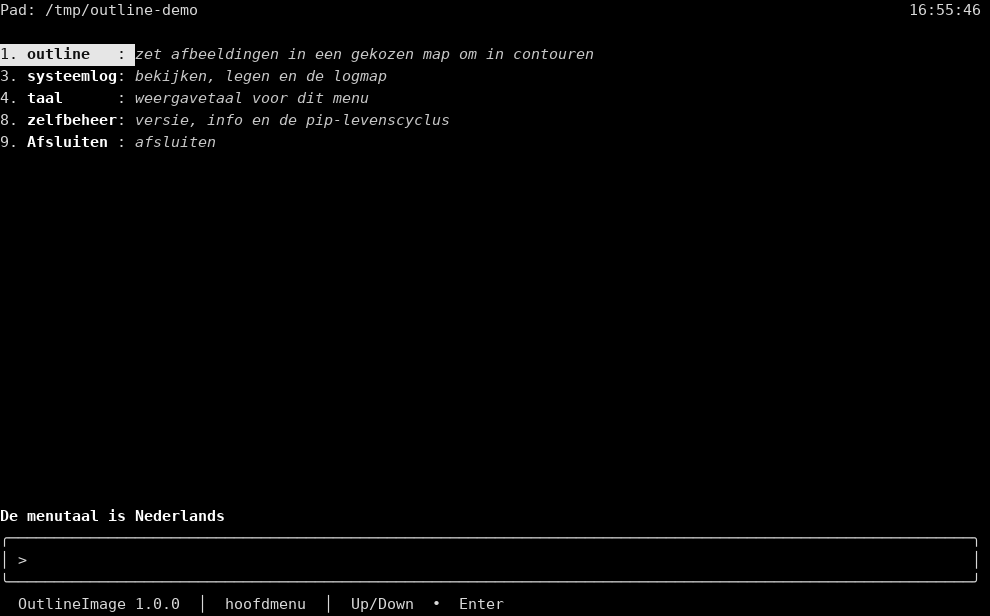 Dutch main menu, 1 outline highlighted
