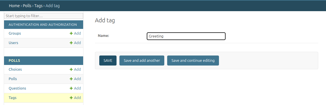 Image of the creation of Tag objects