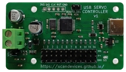 USB Servo Controller board, top view