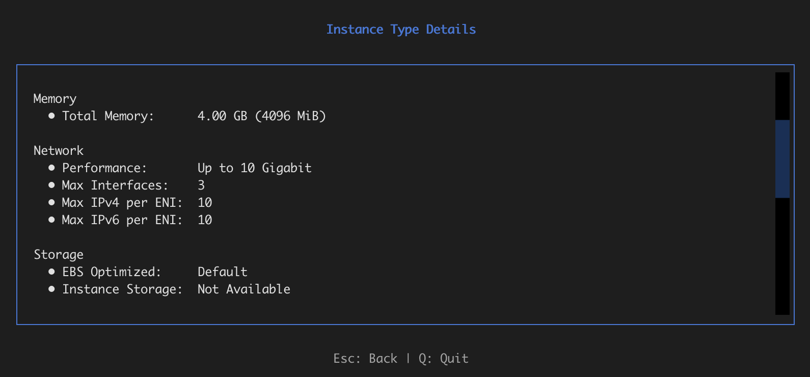 Instance Details Screen