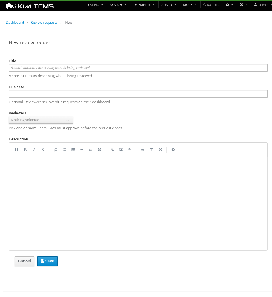 New review request form