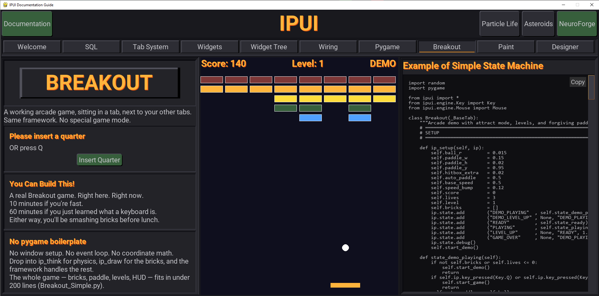 Breakout demo screenshot