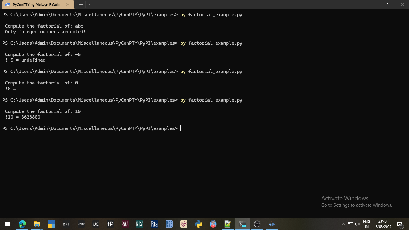Example #2: Factorial Example - Output