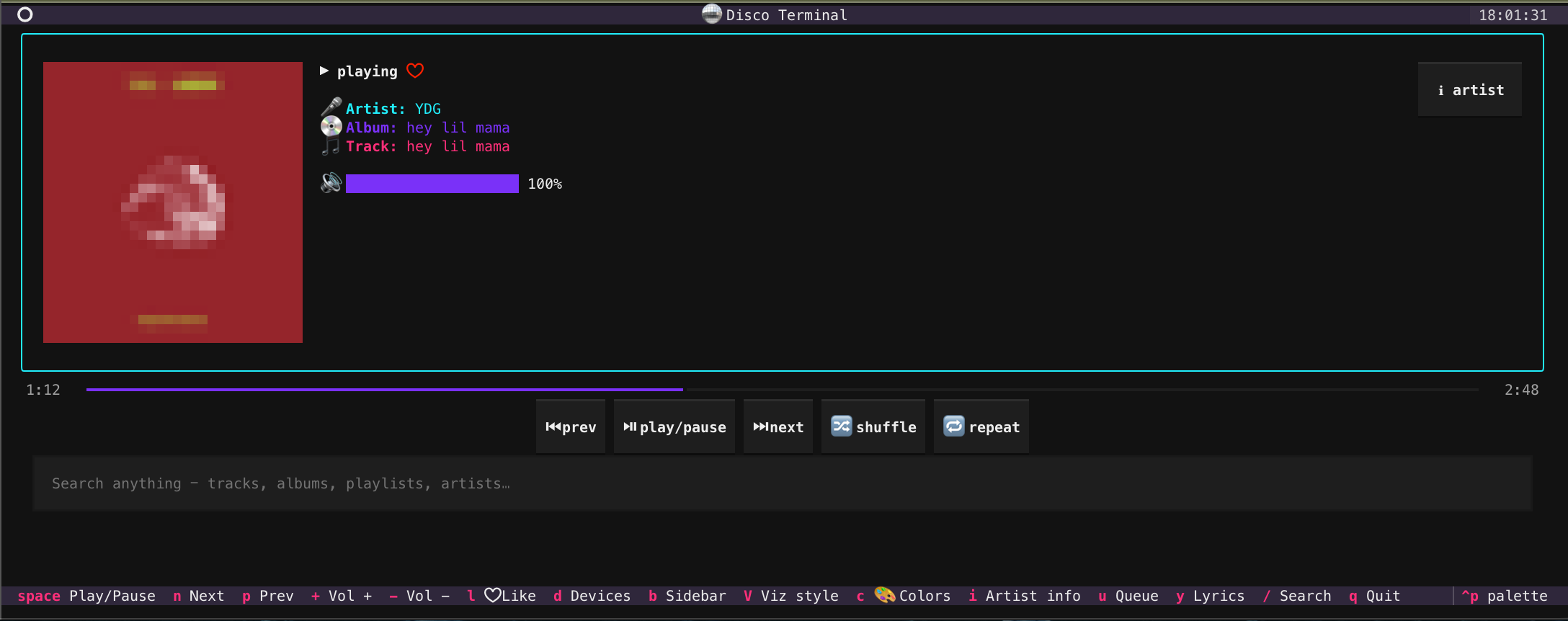 Collapsed sidebar & visualizer