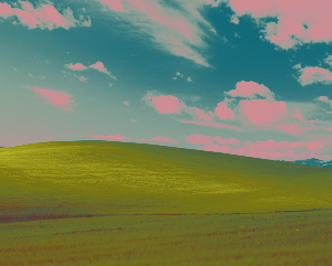 The Bliss wallpaper in the Gruvbox aesthetic