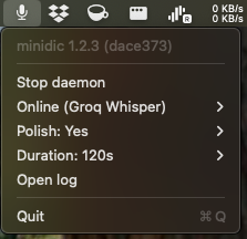 Menu bar icon (running)