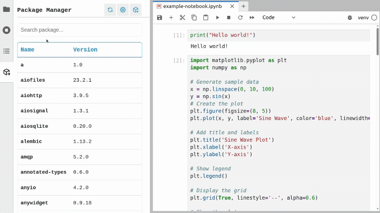 Jupyter Package Manager filter packages