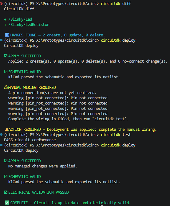 CircuitDK diff, deploy, and test workflow