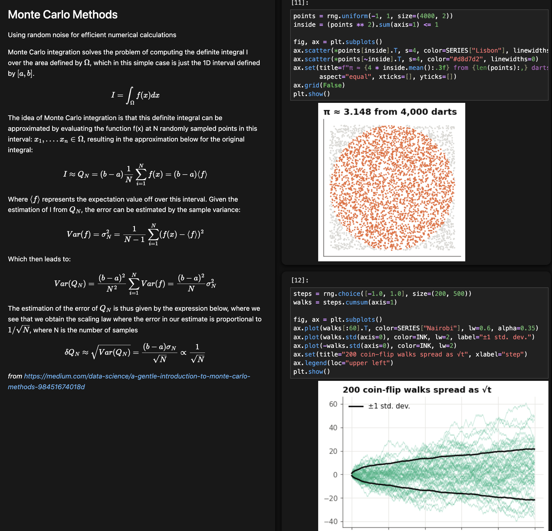 Monte Carlo Theory+Code Example