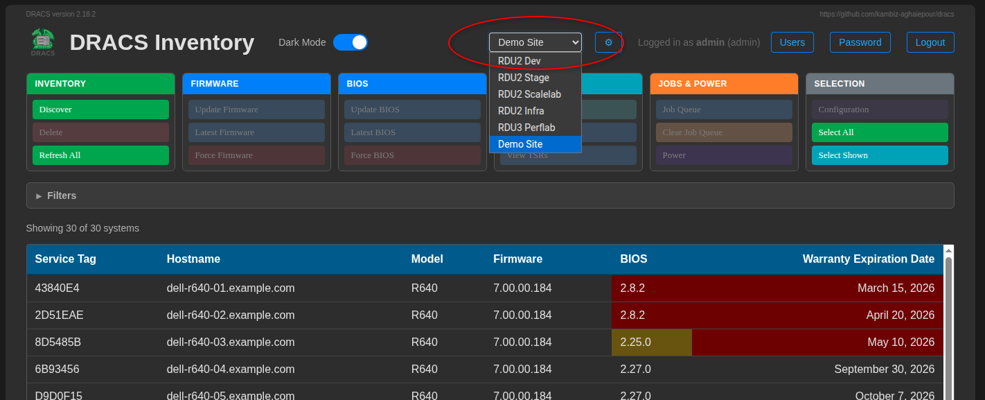 Multi-site selector