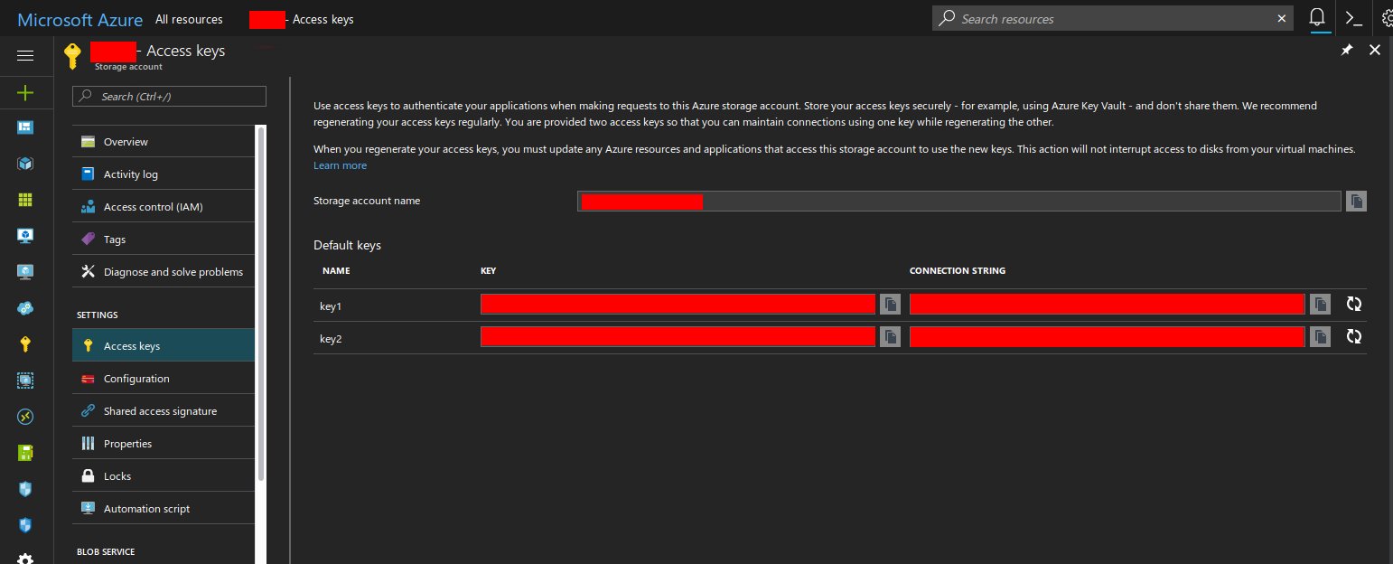 Azure Storage Settings