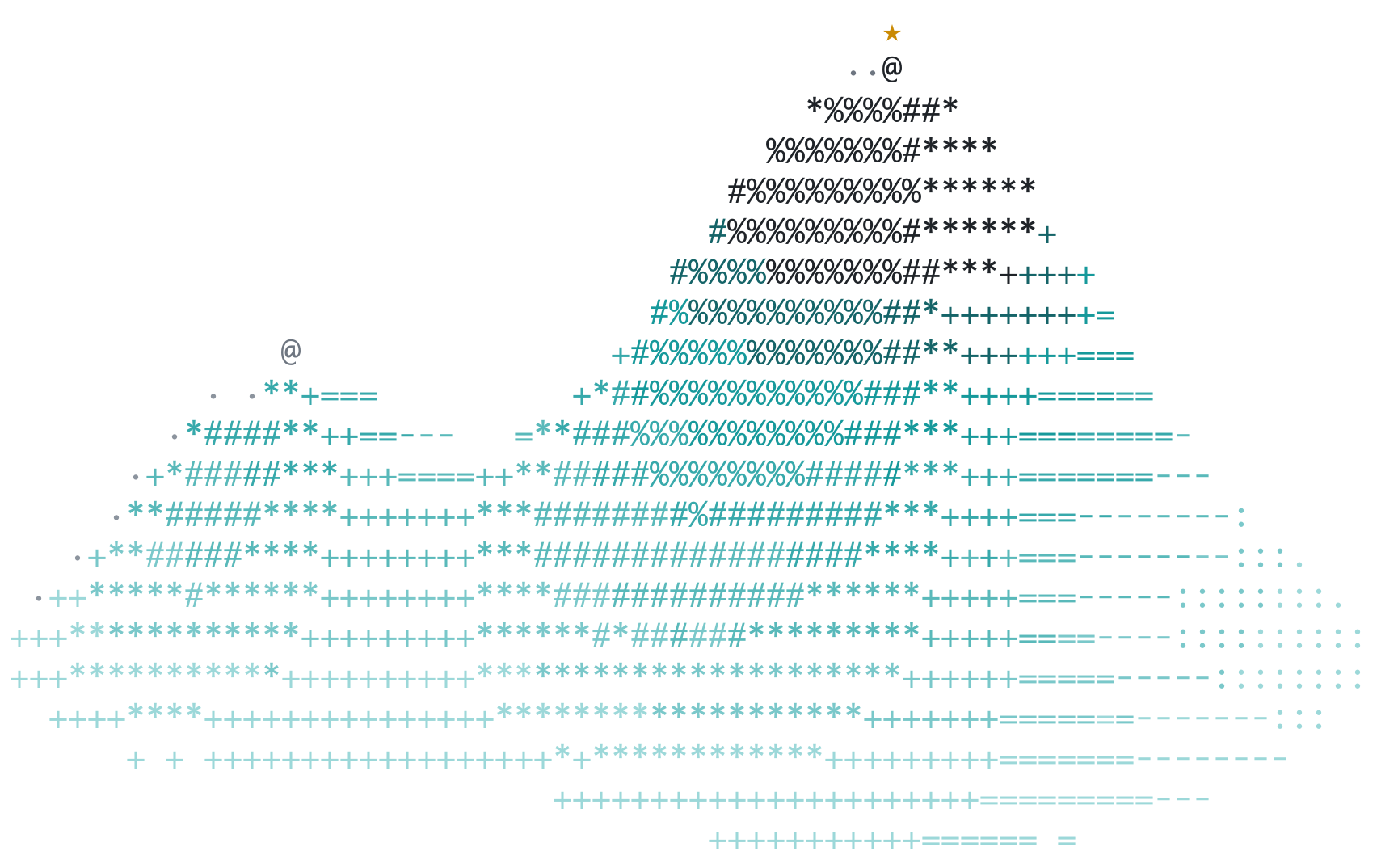 An ASCII mountain: one climber on the summit under a gold star, another stuck on a lower peak