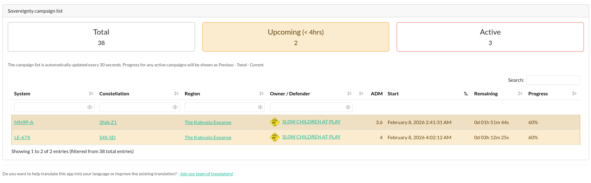 AA Sov Timer (Upcoming Timers)