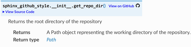 sphinx-github-style adds a "View on GitHub" link