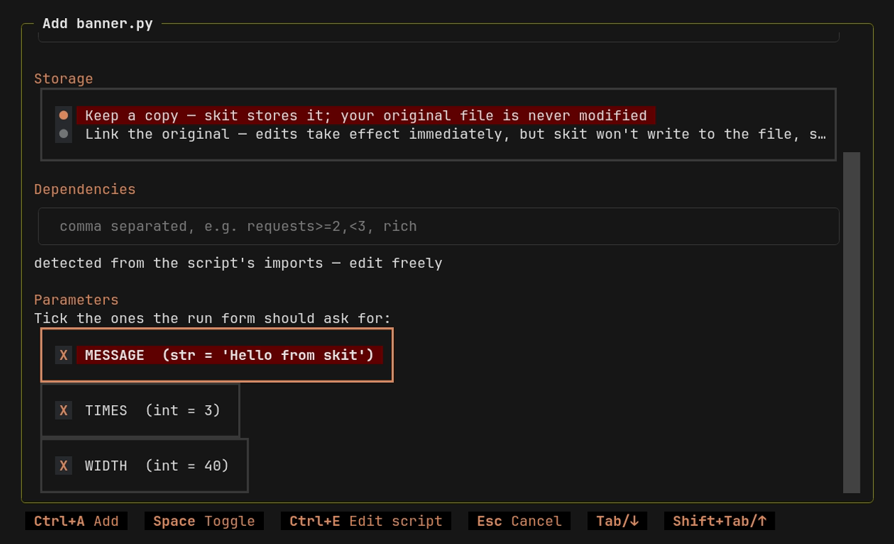 Adding a script