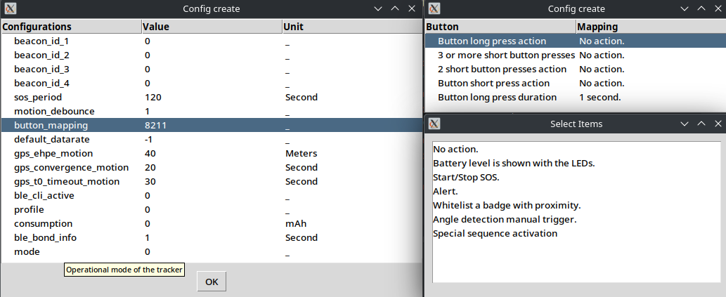 Config creation window