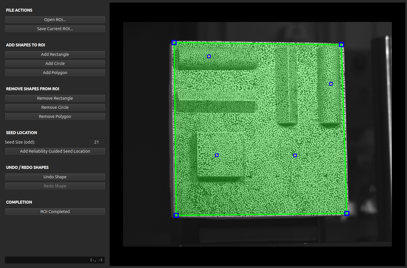 Stereo DIC region of interest