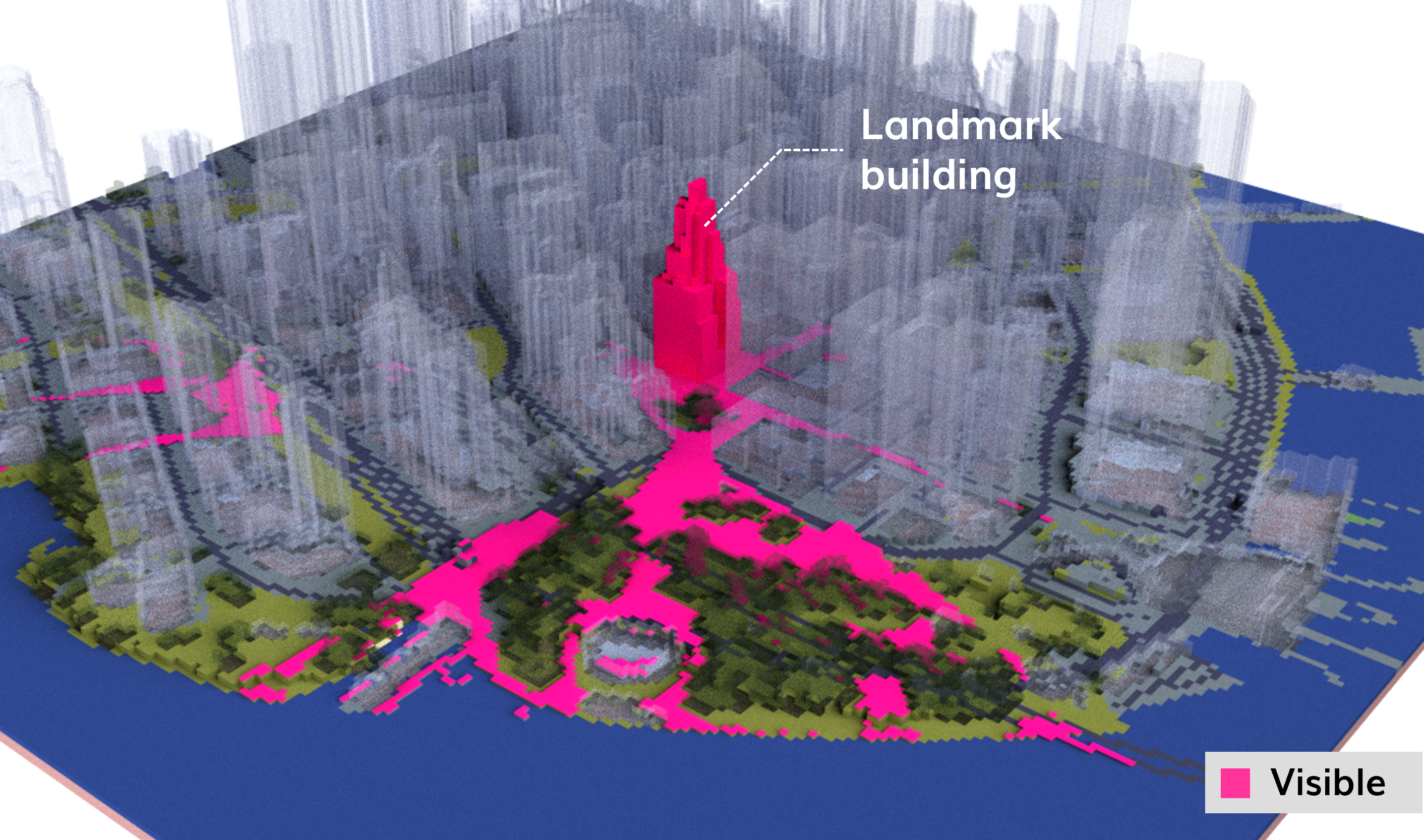 Landmark Visibility Map Rendered in Rhino