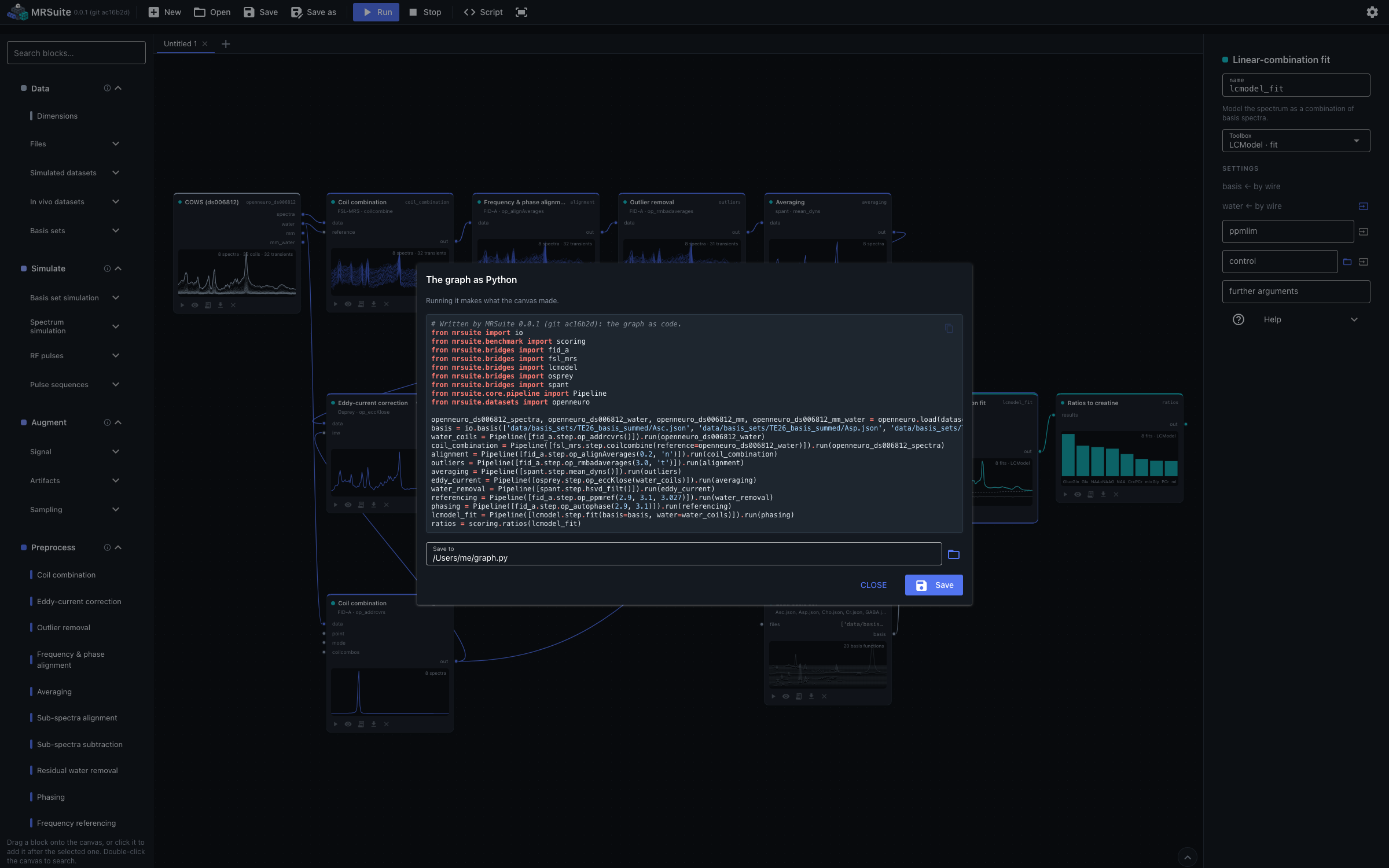 The same processing as the Python it writes