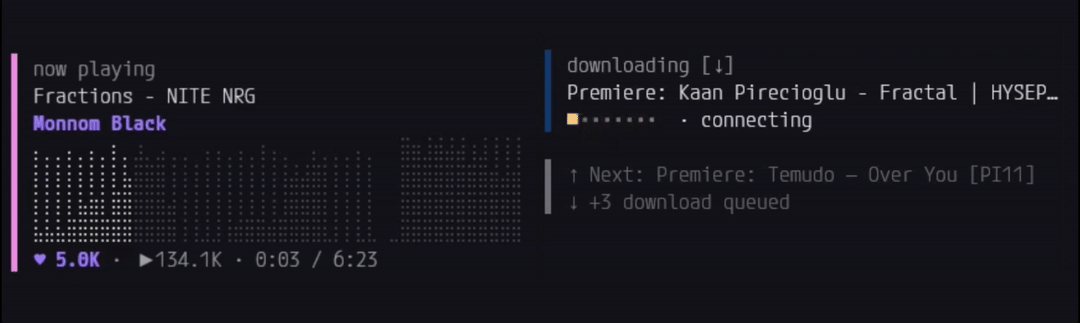 Now-playing widget and download progress